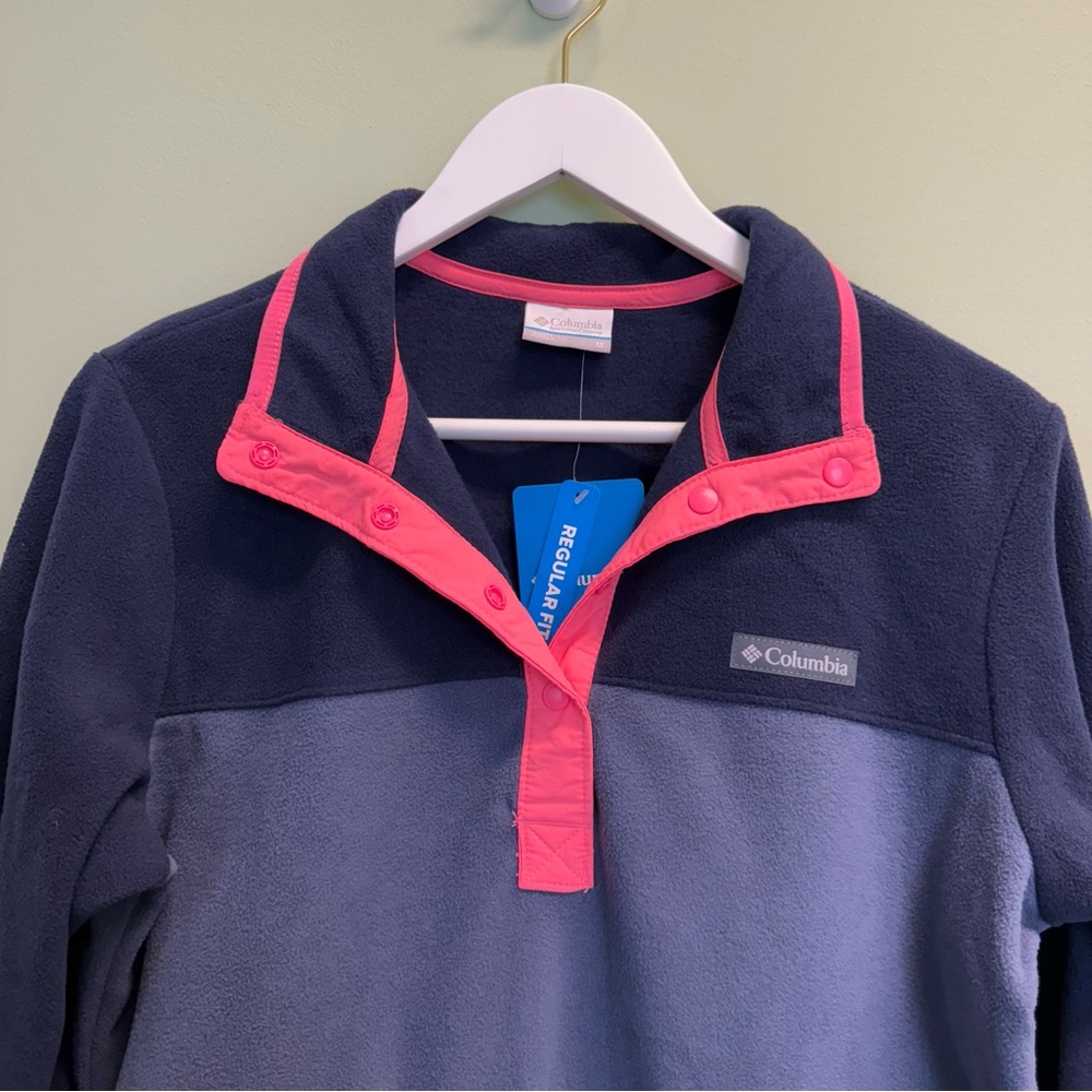 Columbia Ladies' Snap Fleece Pullover Nocturnal Dark/Camellia Rose Medium NWT - Picture 9 of 14